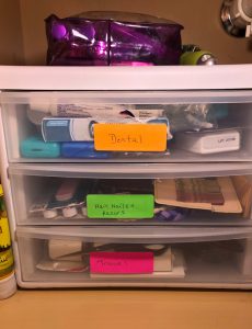 organized bathroom drawers