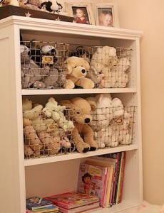 organize, toys, bookshelf, wire, bins