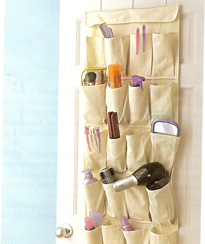 shoe bag used for storage in a linen closet