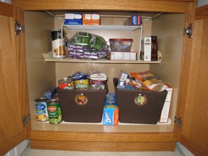 pantry, organize, cloth bins, storage