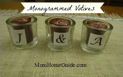 craft, votive, candle, monogram