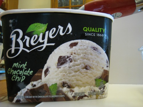 Breyers, mint chocolate chip ice cream, birthday