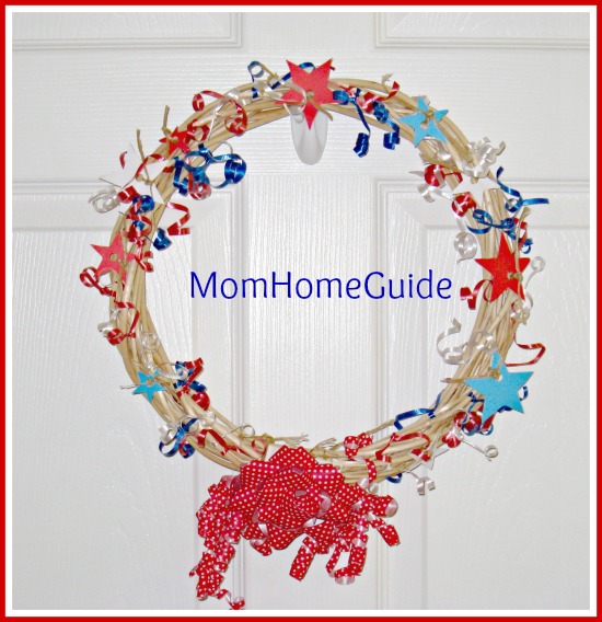 patriotic, wreath, fourth of july, craft, grapevine