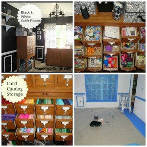 craft room, before, after, storage, card catalog