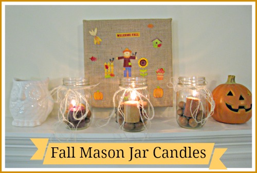 fall mason jar candles with autumn nuts