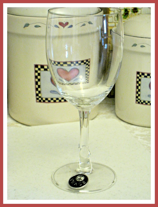 wine glass peace charm