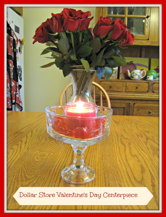 dollar store, glass, candle holder, centerpiece, heart