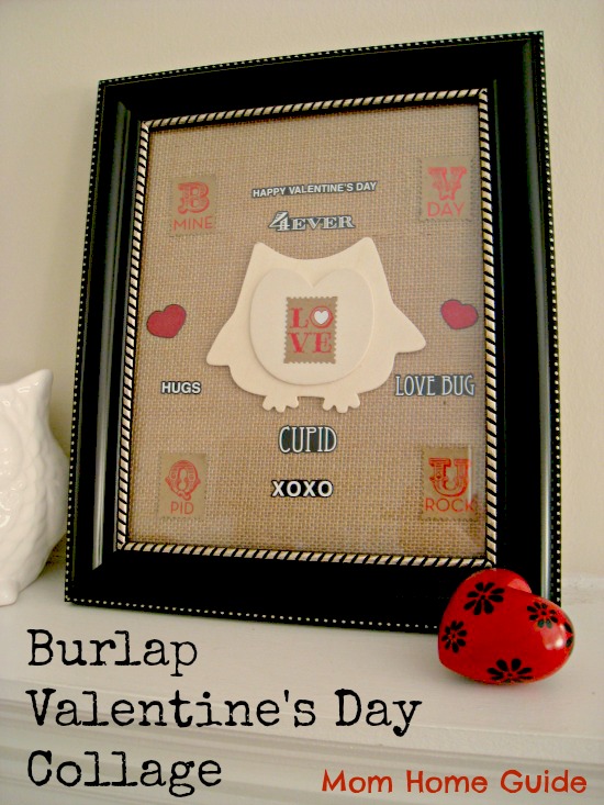 burlap, valentine's day, collage