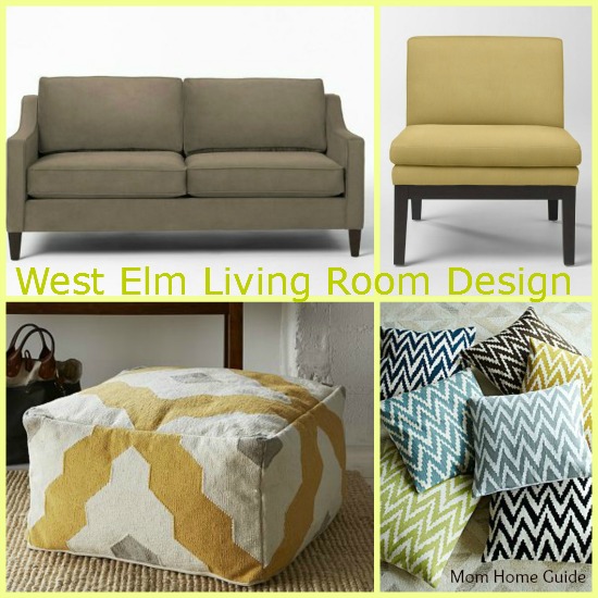 west elm, gray, brown, yellow, living room, design