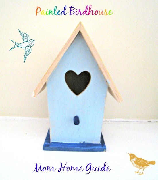 painted, craft, birdhouse, blue