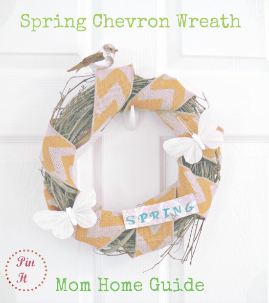 spring, chevron, burlap, bird, wreath, butterfly