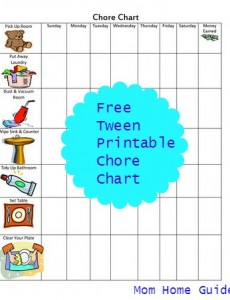 free printable chore chart for tweens