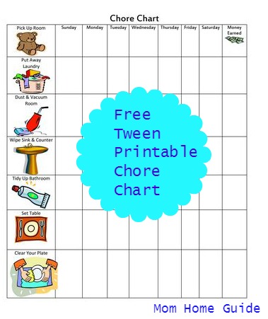 Free Printable Chore Charts For 9 Year Olds