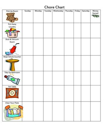 Toddler Chore Chart Printable With Pictures