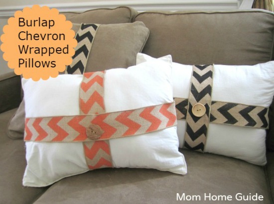 burlap wrapped fall pillows