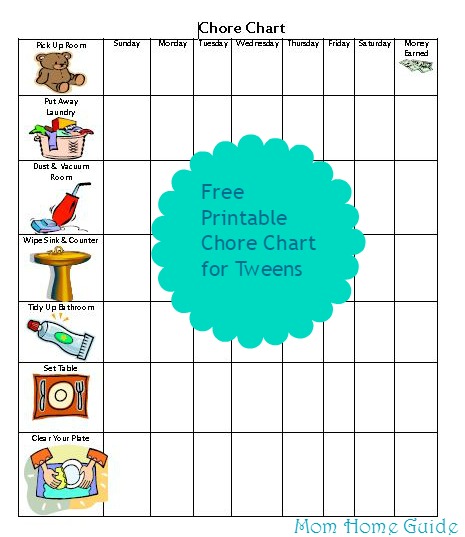 Free Printable : Chore Chart - Clean Mama