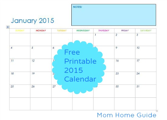 Free Printable 15 Calendar