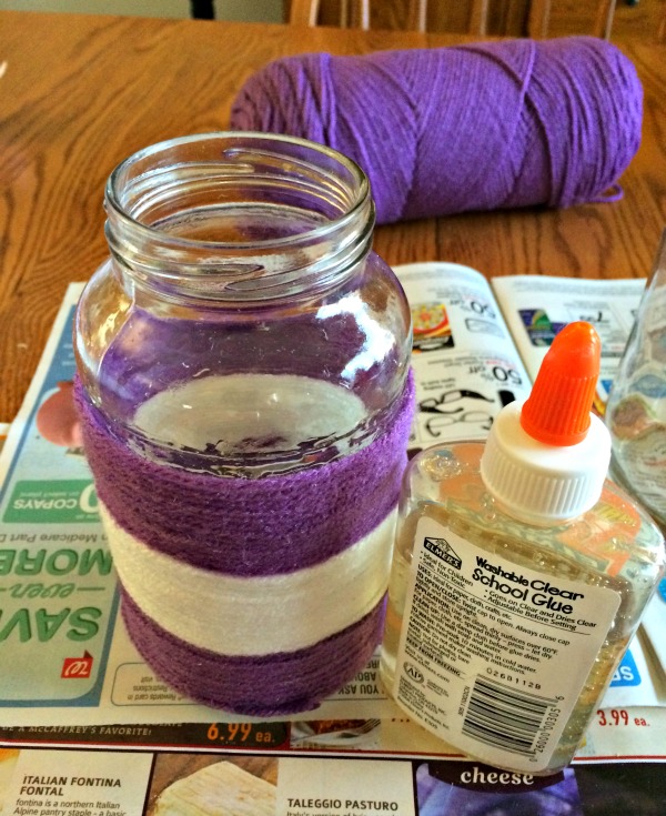 yarn wrapped vase craft