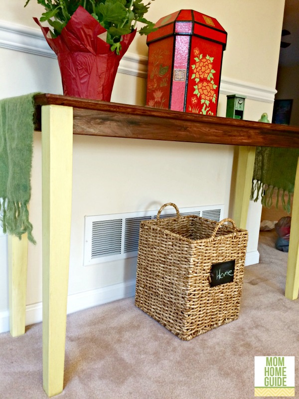 Console painting in Annie Sloan chalk paint in English Yellow and Old White