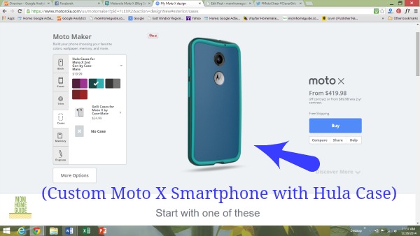 moto x smartphone with teal Hula case
