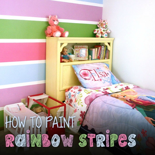 rainbow striped wall by Curly Crafty Mom