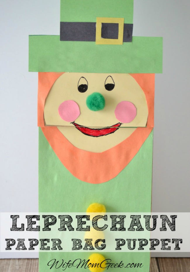paper bag leprechaun puppet