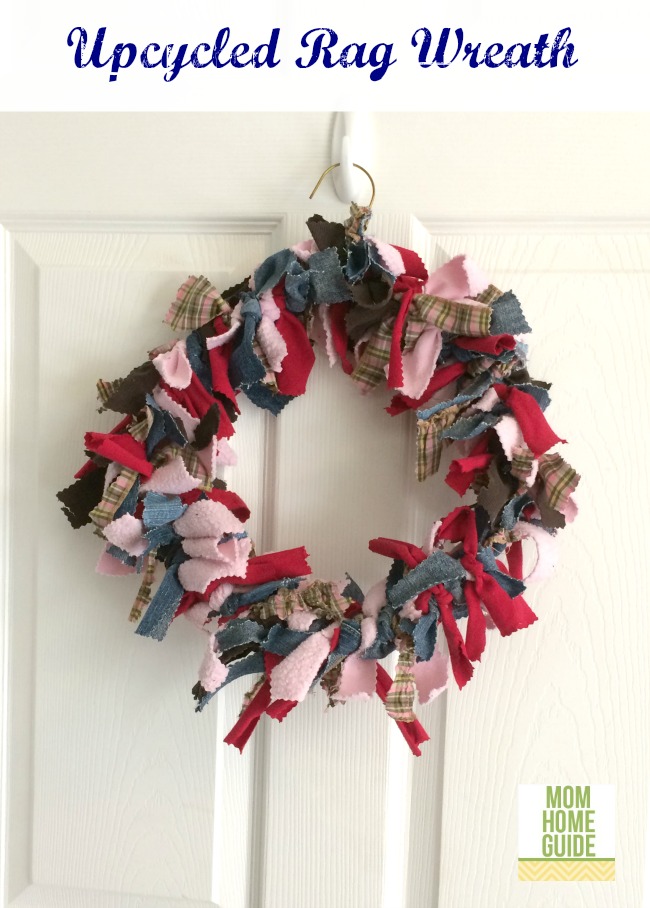 upcycled rag wreath craft for Earth Day