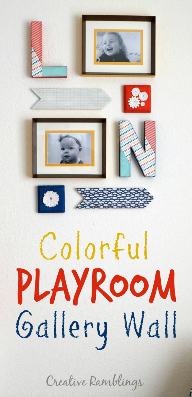 colorful playroom gallery wall