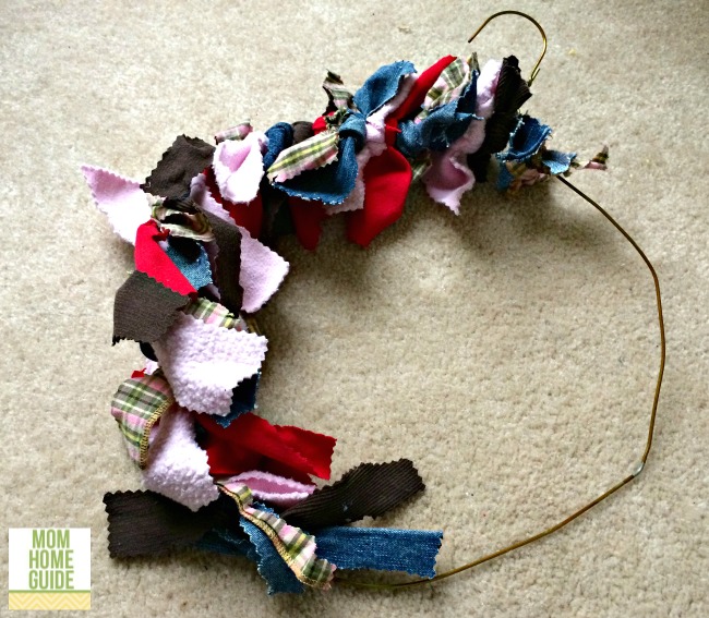 how to make a wire hanger rag wreath