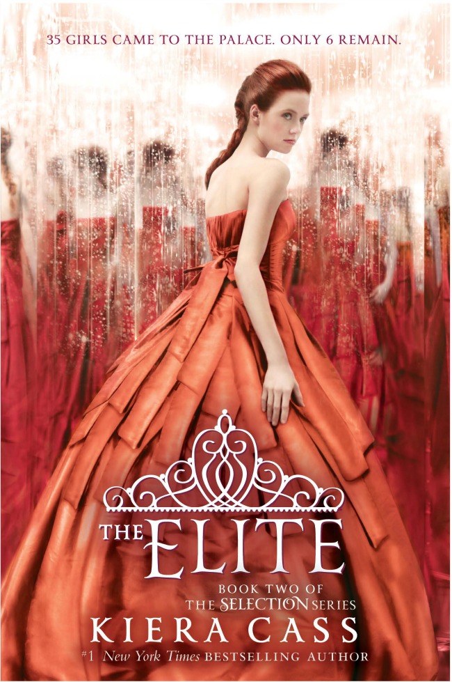the elite by Kiera Cass. America is one of six girls left in the running for the heart of Prince Maxon. Reminds me of The Bachelor!