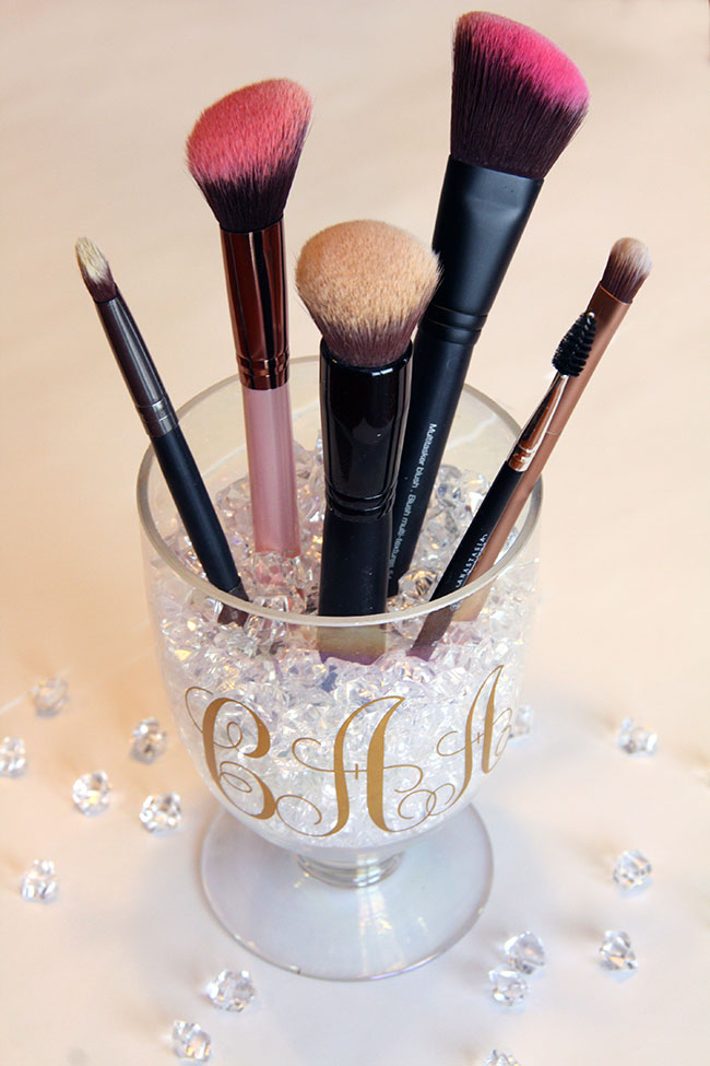 diy monogrammed makeup holder