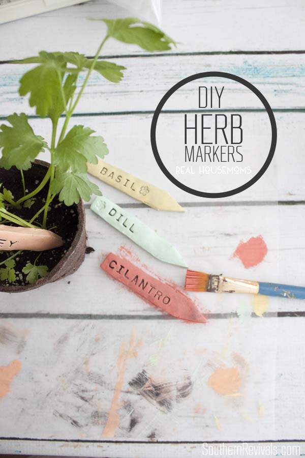 diy stamped clay herb markers