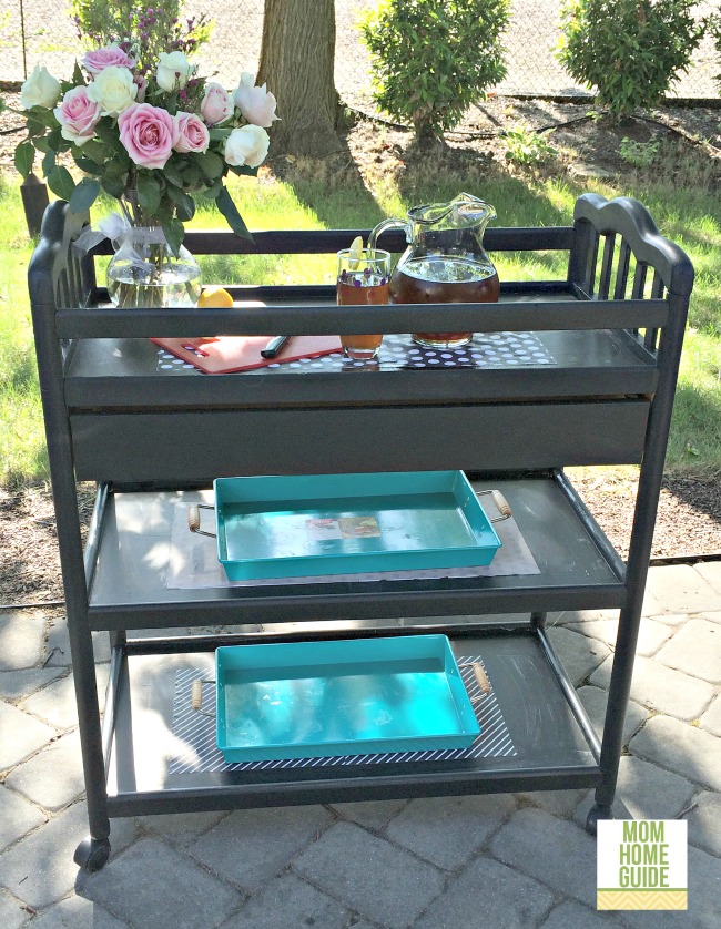 painted changing table to bar cart