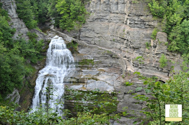 Rim Trail stairs at Robert H. Treman state park in Ithaca