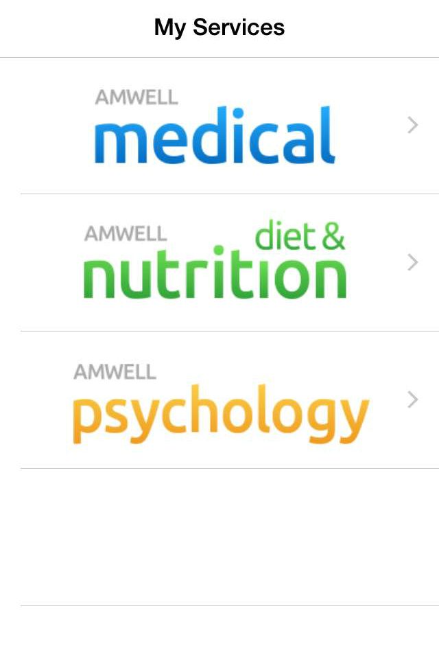 amwell medical, diet & nutrition and psychology services