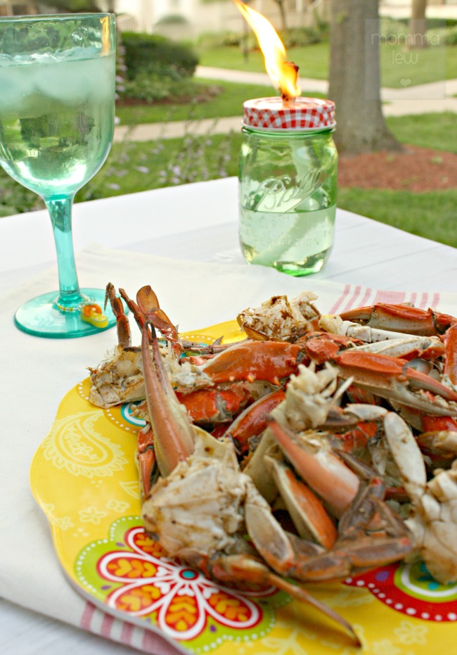 picnic dinner with crab legs