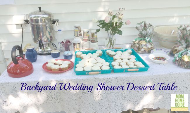 backyard bridal shower dessert table 