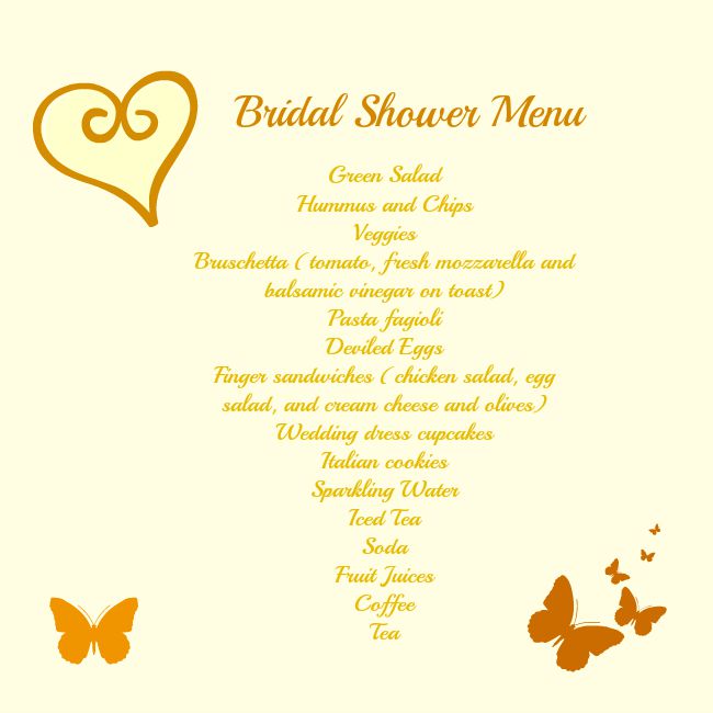 bridal shower menu