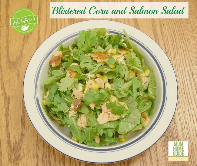 blistered corn and salmon salad