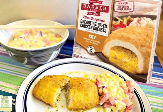 new barber foods chicken kiev with sweet corn salad recipe #shop