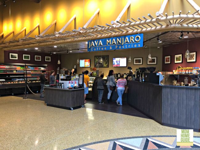 The coffee shop at the Kalahari water park resort in the Poconos has everything you need in the morning, from pastries, to coffee, to breakfast sandwiches.