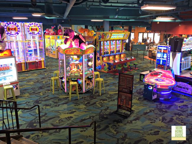 The arcade area at the Kalahari resort in the Pocnocos offers tons of family fun and even a mini bowling alley!