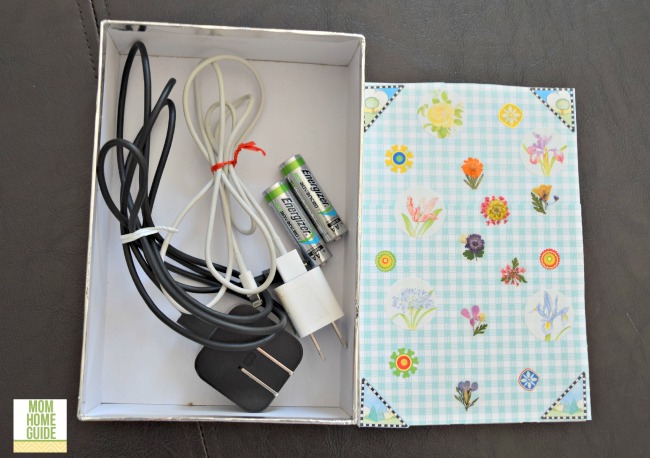 DIY decorated electronics storage box