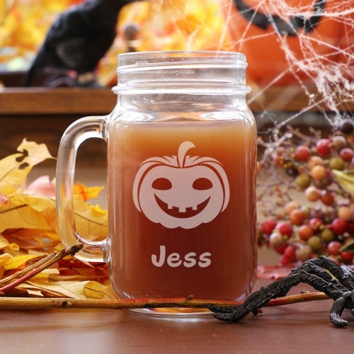 cute engraved mason jar for Halloween