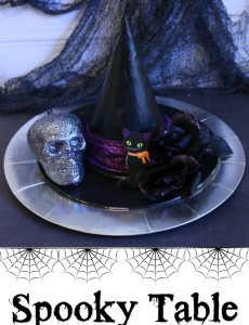 This spooky witch's hat centerpiece would be great for a Halloween party!