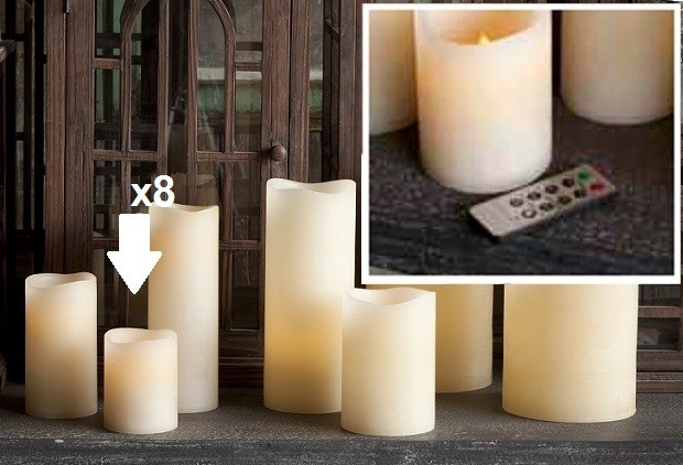 This set of 8 LED pillar candles are controlled by a universal remote. How cool is that? I totally want these!