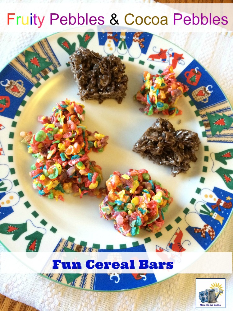 fruity pebbles and cocoa pebbles marshmallow cereal bars