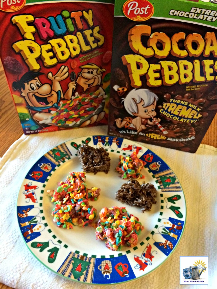 Fun cereal and marshmallow treats made with Fruity and Cocoa Pebbles