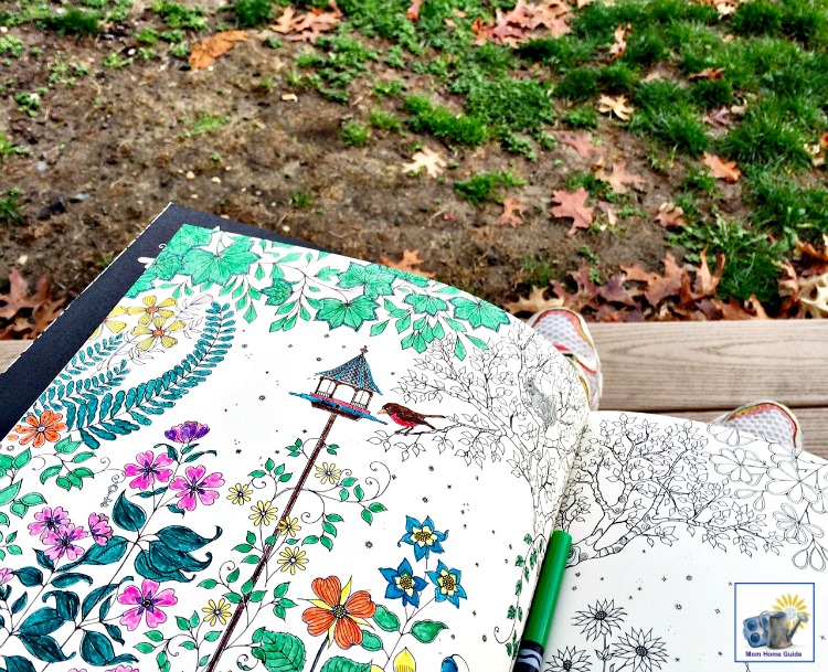 Coloring in the park with my new Secret Garden coloring book by Johanna Basford