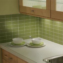 This green glass subway tile is a beautiful choice for a kitchen